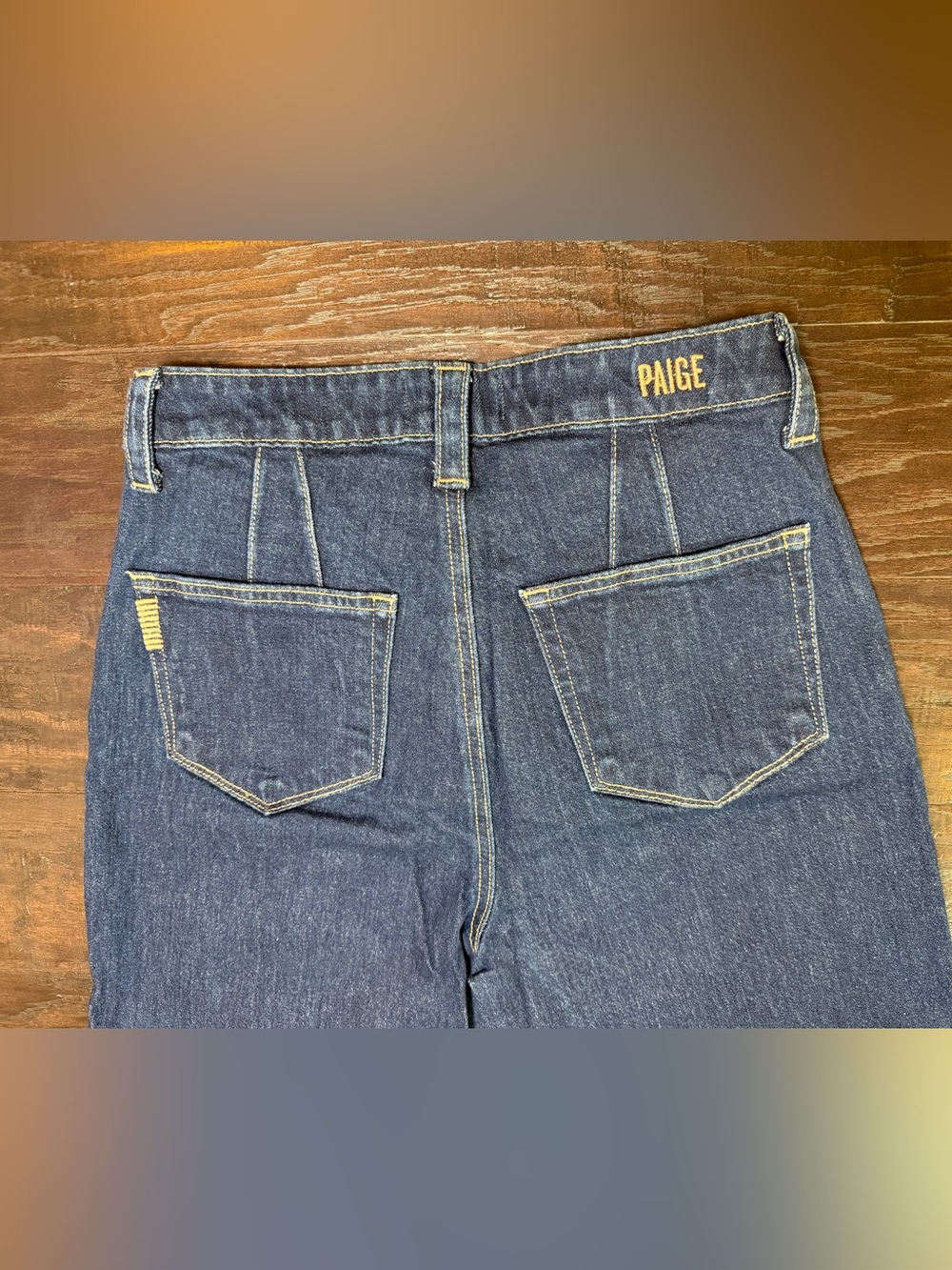 PAIGE Leenah High Rise Wide Leg Jeans Sz 28 Ceremony Dark Wash Stretch Denim - Picture 5 of 9